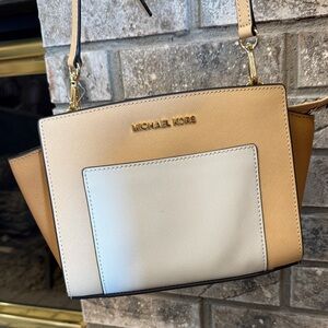 Michael Kors Two-Tone Cream and Tan Saffiano Crossbody Bag